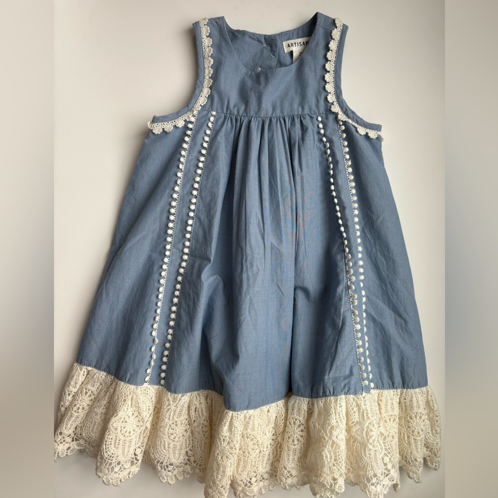 Artisan Light Blue Dress with White Lace